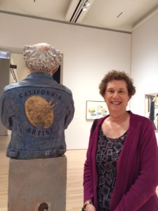 One CA artist is glazed stoneware by Robert Arneson. The other one is real, and obviously enjoying the new SFMOMA.